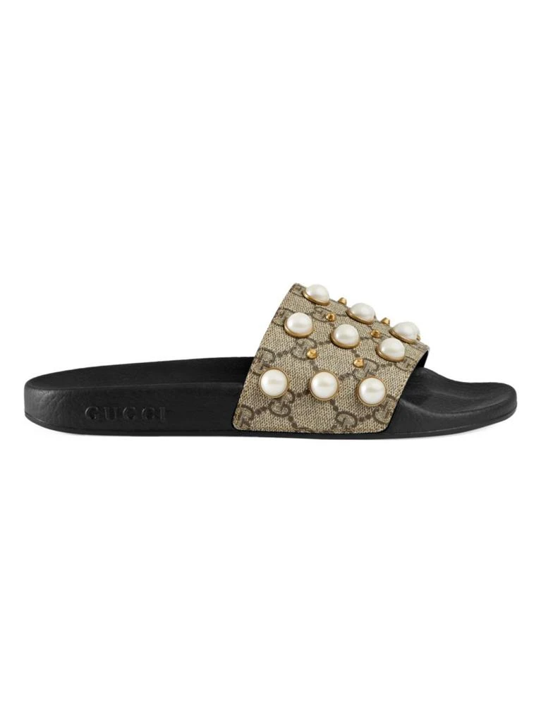 商品Gucci|GG Supreme Slides With Pearls,价格¥4743,第1张图片