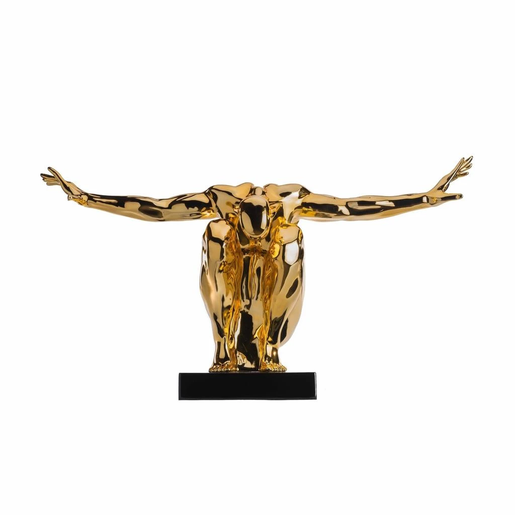 Finesse Decor Large Saluting Man Resin Sculpture 37" Wide x 19" Tall // Gold 5