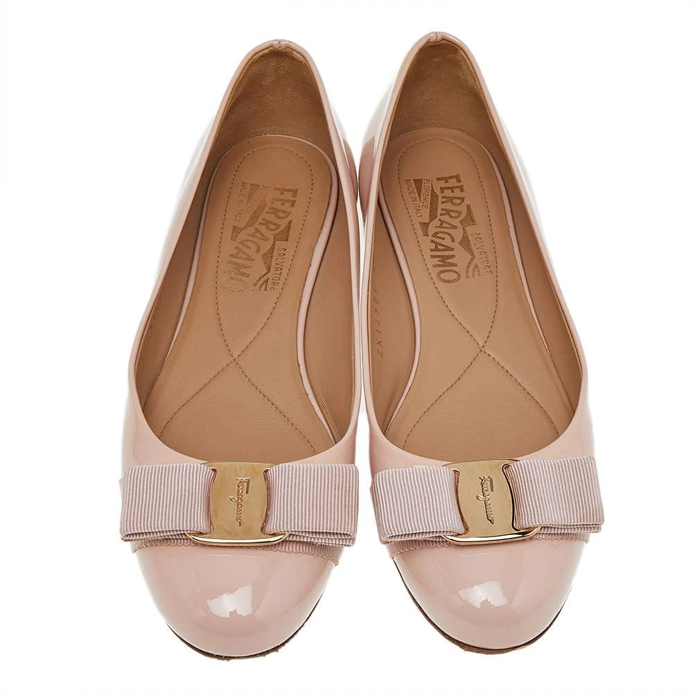 商品[二手商品] Salvatore Ferragamo|Salvatore Ferragamo Pink Patent Leather Vara Bow Ballet Flats Size 35.5,价格¥843,第3张图片详细描述