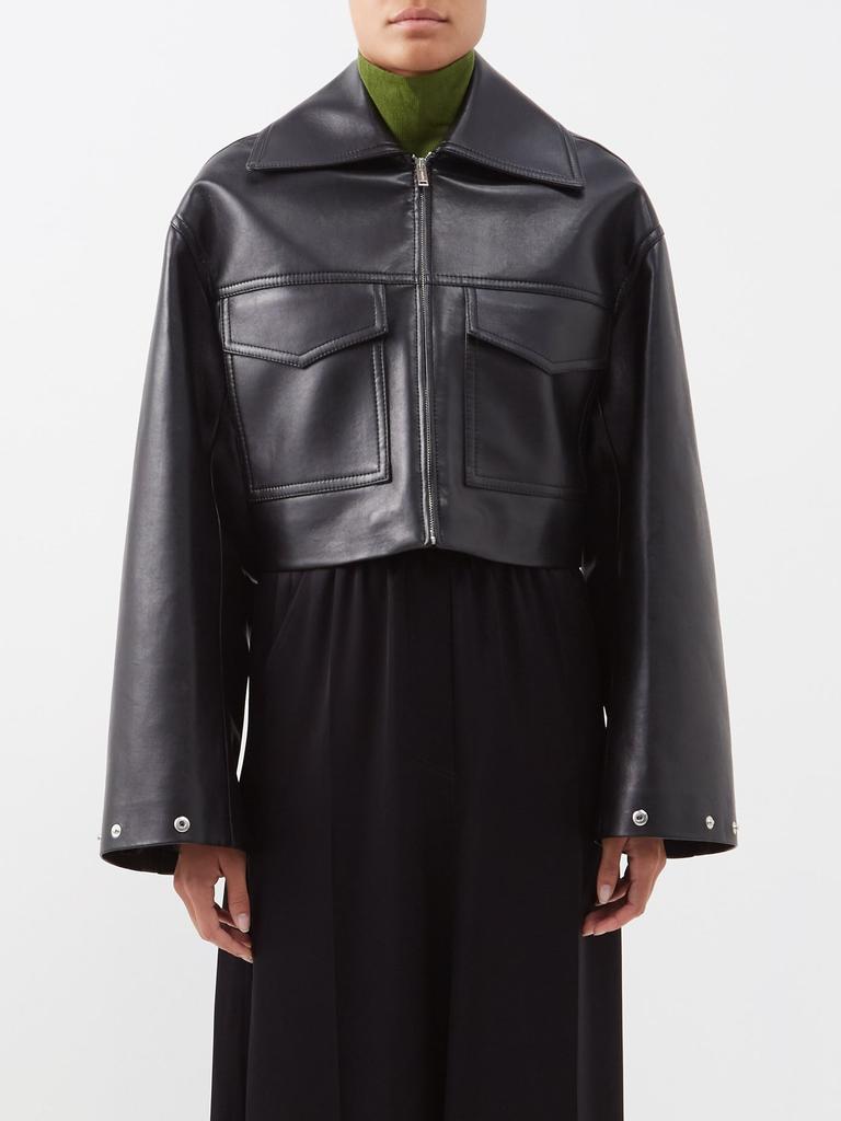 Sapir cropped recycled-leather jacket商品第1张图片规格展示