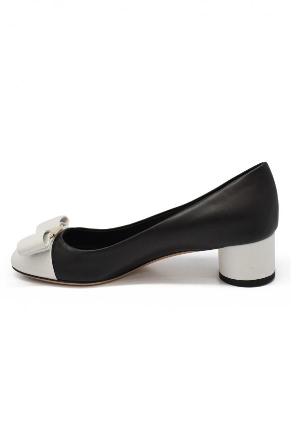 Women Luxury Shoes   Salvatore Ferragamo Black And White Ivrea Pumps商品第4张图片规格展示