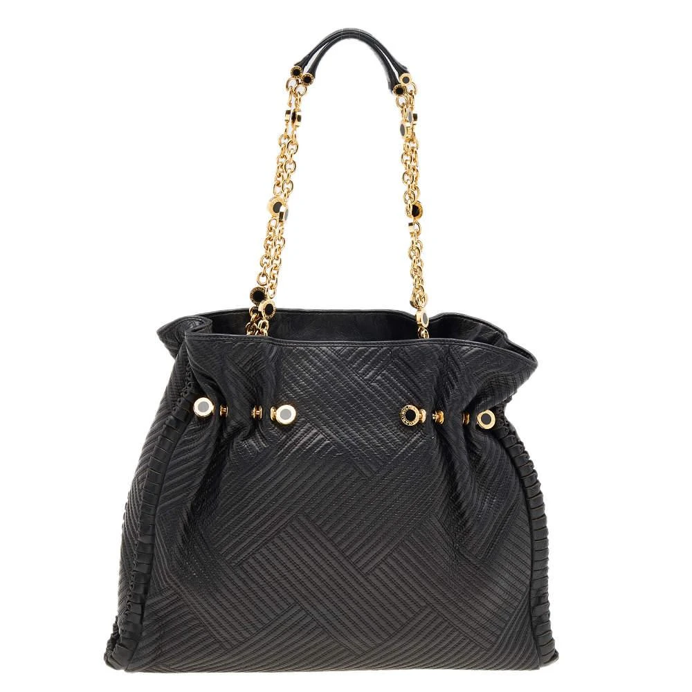 商品[二手商品] BVLGARI|Bvlgari Black Quilted Leather Twistino Tina Shopper Tote,价格¥3221,第4张图片详细描述