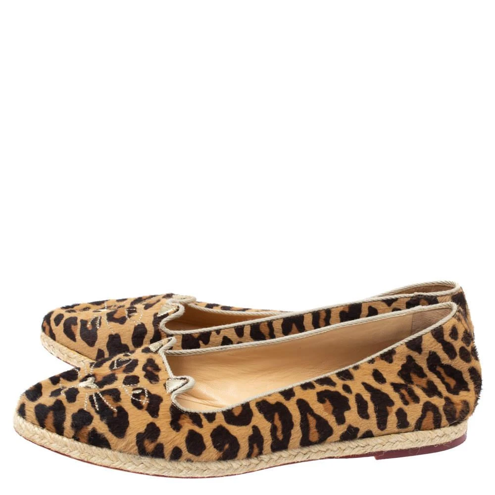 商品[二手商品] Charlotte Olympia|Charlotte Olympia Brown Animal Print Calf Hair Kitty Slip On Loafers Size 40,价格¥1400,第4张图片详细描述