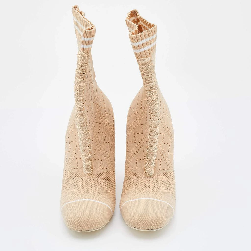 商品[二手商品] Fendi|Fendi Beige Knit Fabric Rockoko Runway Openwork Ankle Boots Size 38,价格¥2668,第3张图片详细描述