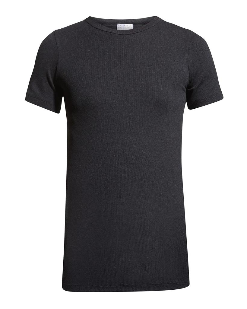 Ribbed T-Shirt w/ Monili Trim商品第2张图片规格展示