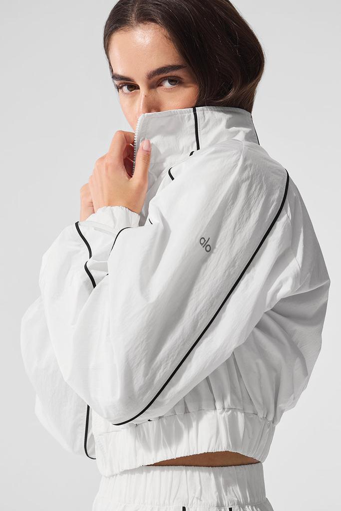 Alo Motivate Full-Zip Track Jacket - White/Black - Jackets