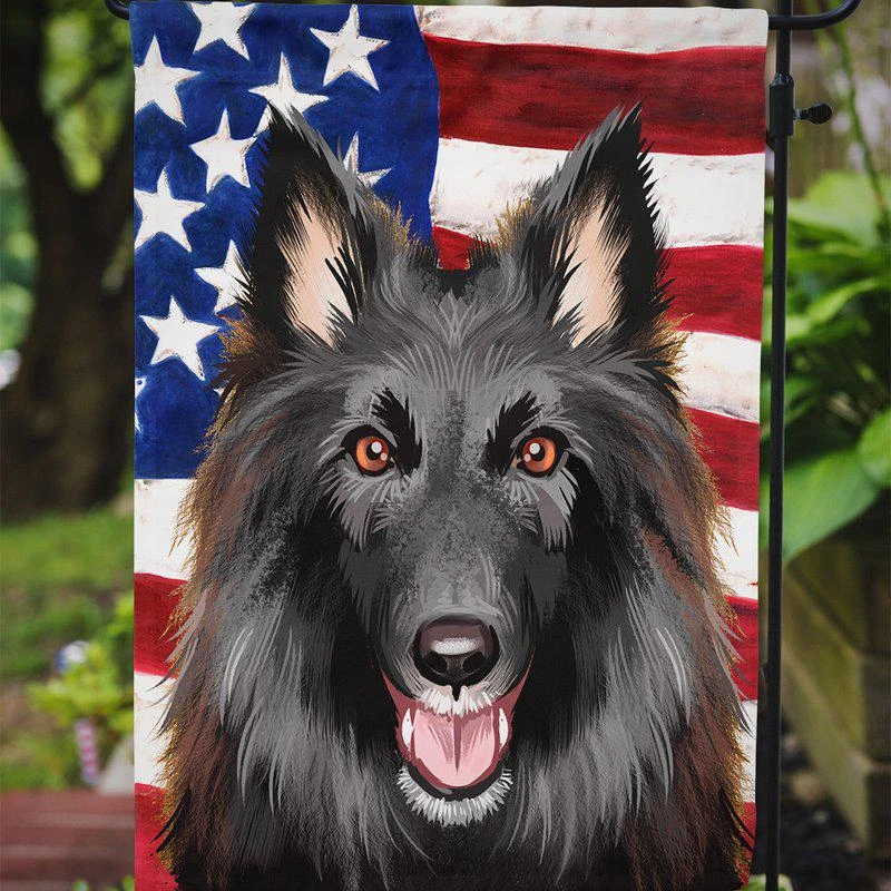 商品Caroline's Treasures|Belgian Groenendael American Flag Garden Flag 2-Sided 2-Ply,价格¥137,第2张图片详细描述