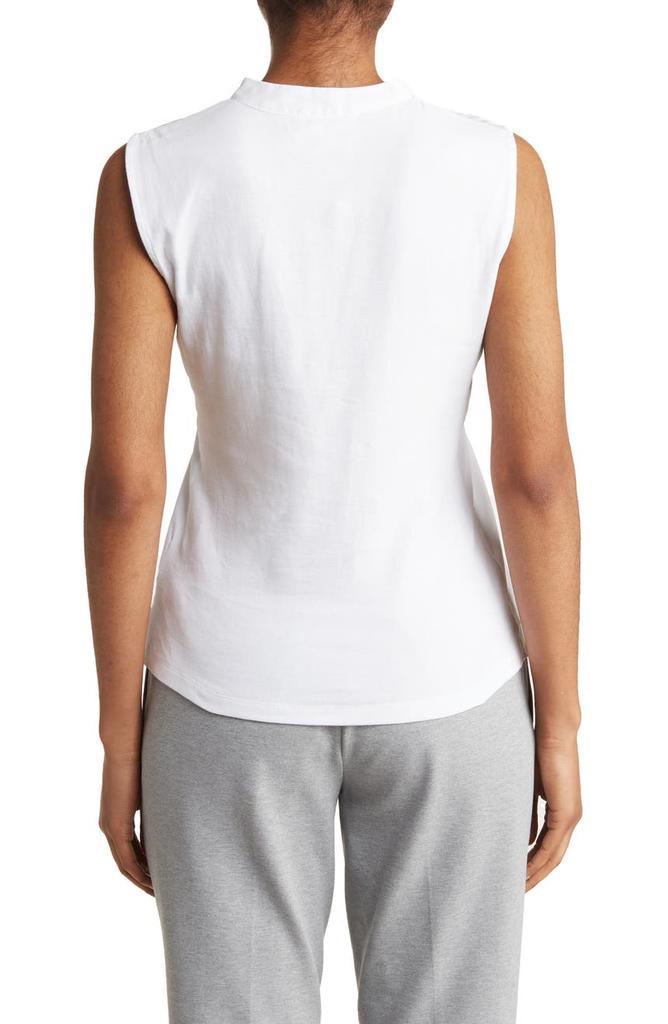 商品Calvin Klein|Mixed Media Sleeveless Button-Up Blouse,价格¥248,第4张图片详细描述