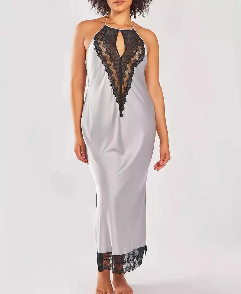 商品iCollection|Plus Size Silky Stretch Satin Halter Nightgown,价格¥673,第1张图片