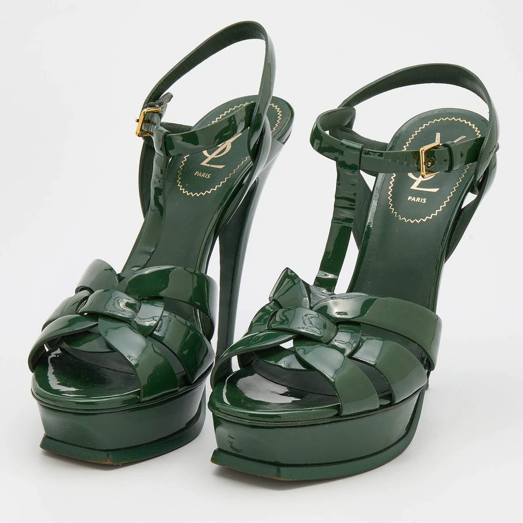 商品[二手商品] Yves Saint Laurent|Yves Saint Laurent Green Patent Leather Tribute Platform Sandals Size 40,价格¥3472,第2张图片详细描述