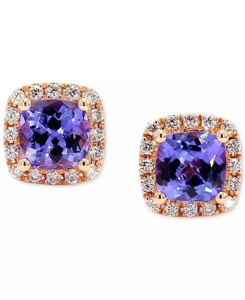 商品Macy's|Tanzanite (1 ct t.w.) & Diamond (1/6 ct. t.w.) Halo Stud Earrings in 14k Rose Gold,价格¥5104,第3张图片详细描述