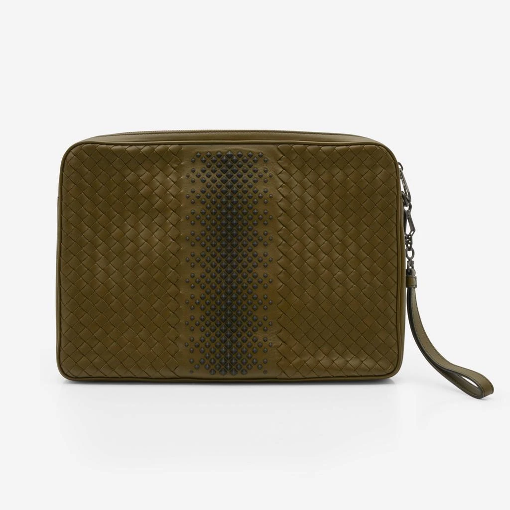 商品Bottega Veneta|Bottega Veneta Green And Black Leather Wristlet 508692-Vblz1-2284,价格¥4333,第1张图片