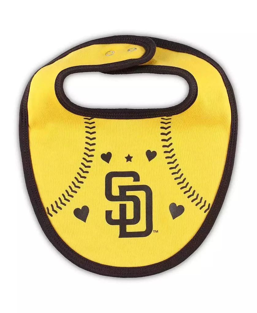 商品Outerstuff|Newborn and Infant Boys and Girls Brown, Gold San Diego Padres Three-Piece Love of Baseball Bib Bodysuit and Booties Set,价格¥241,第2张图片详细描述