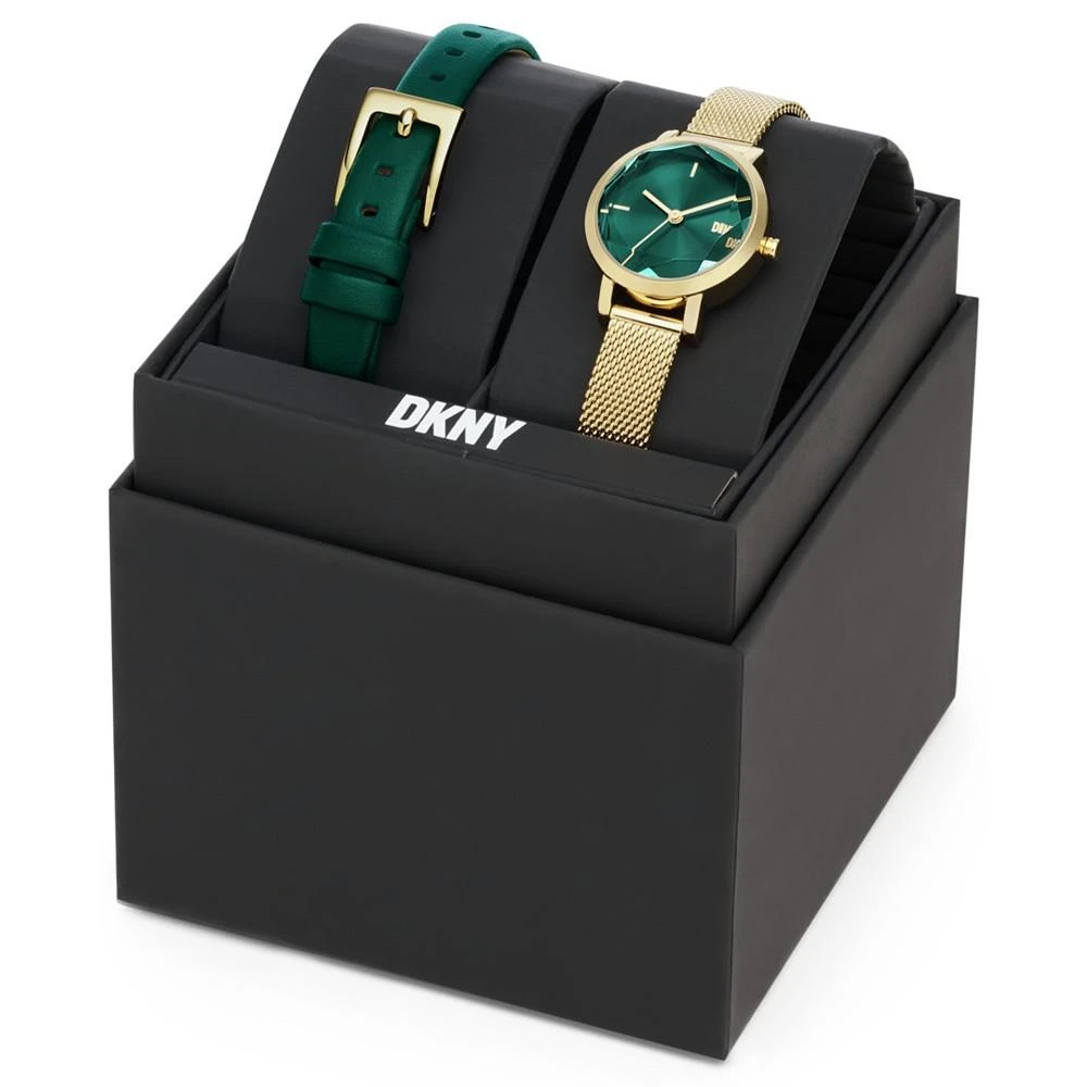 商品DKNY|Women's Soho Three-Hand Gold-Tone Stainless Steel Mesh Watch and Strap Set, 24mm,价格¥695,第1张图片