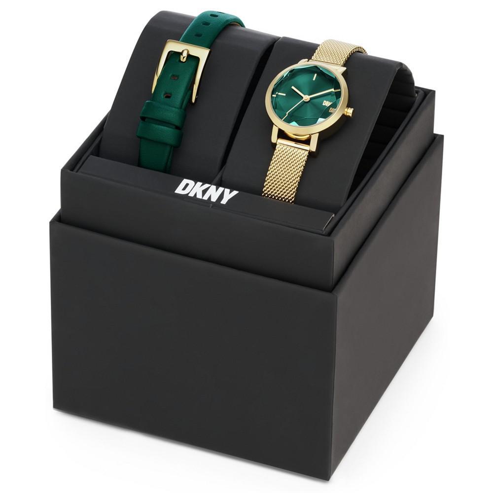 商品DKNY|Women's Soho Three-Hand Gold-Tone Stainless Steel Mesh Watch and Strap Set, 24mm,价格¥1146,第1张图片