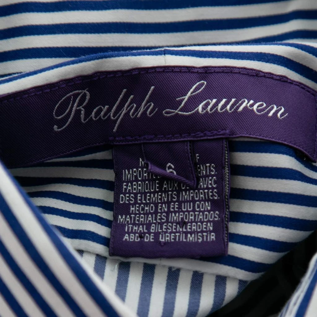 商品[二手商品] Ralph Lauren|Ralph Lauren Purple Label Blue and White Stripe Button Front Shirt M,价格¥1000,第4张图片详细描述