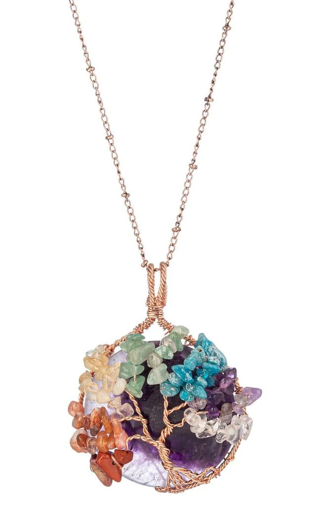 商品EYE CANDY LOS ANGELES|Tree of Life Agate Stone Pendant Necklace,价格¥208,第1张图片