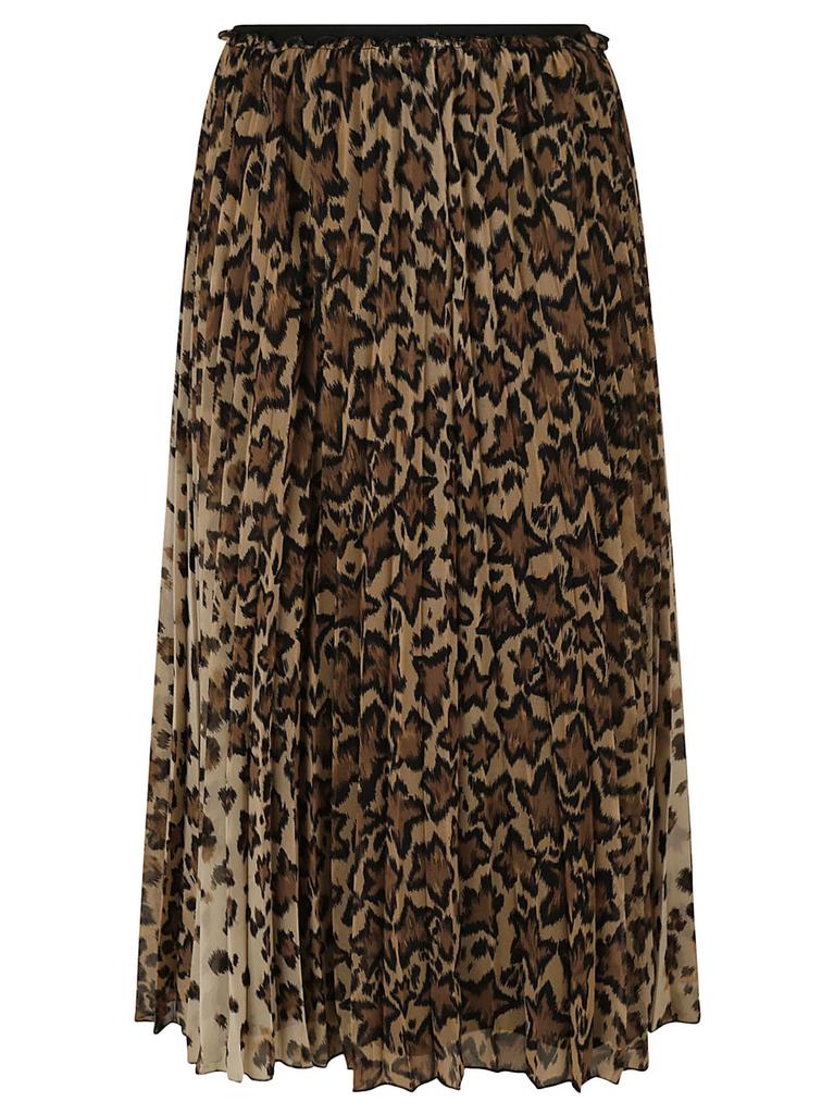 RED Valentino Animalier Print Pleated Skirt商品第1张图片规格展示