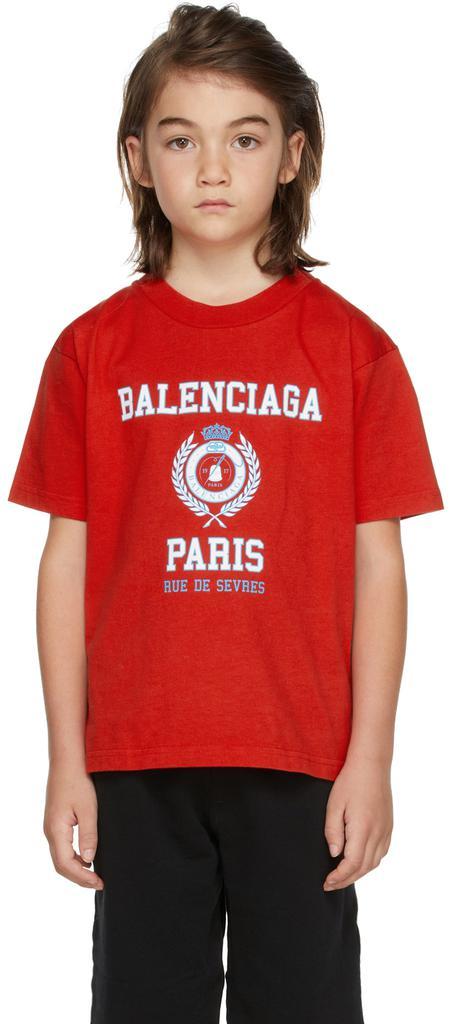 商品Balenciaga|Kids Red Logo T-Shirt,价格¥1534,第4张图片详细描述