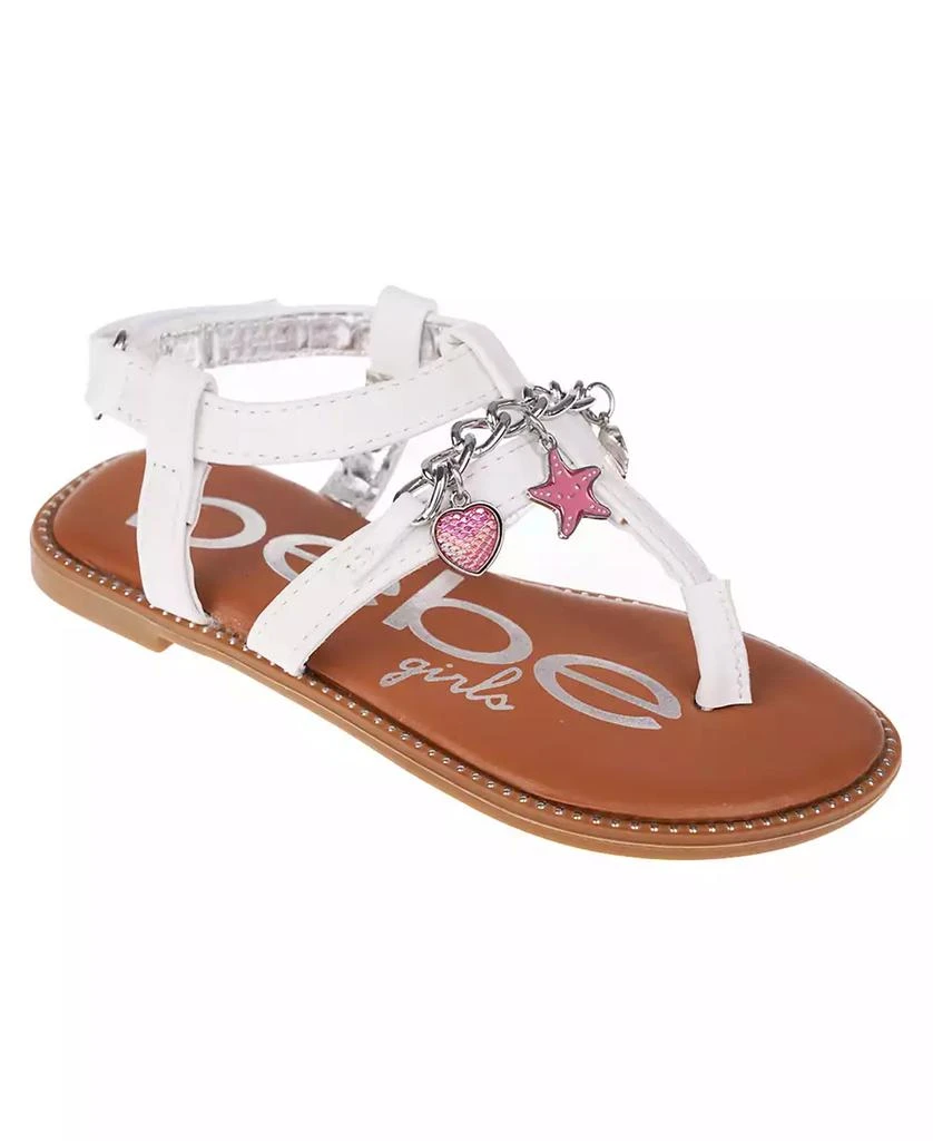 商品Bebe|Big Girl's Strappy Sandal with Metal Chain and Sea Charms Polyurethane Sandals,价格¥127,第1张图片