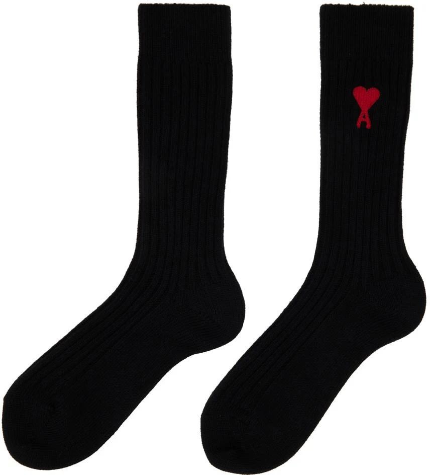 商品AMI|Three-Pack Black Ami de Cœur Socks,价格¥1191,第3张图片详细描述