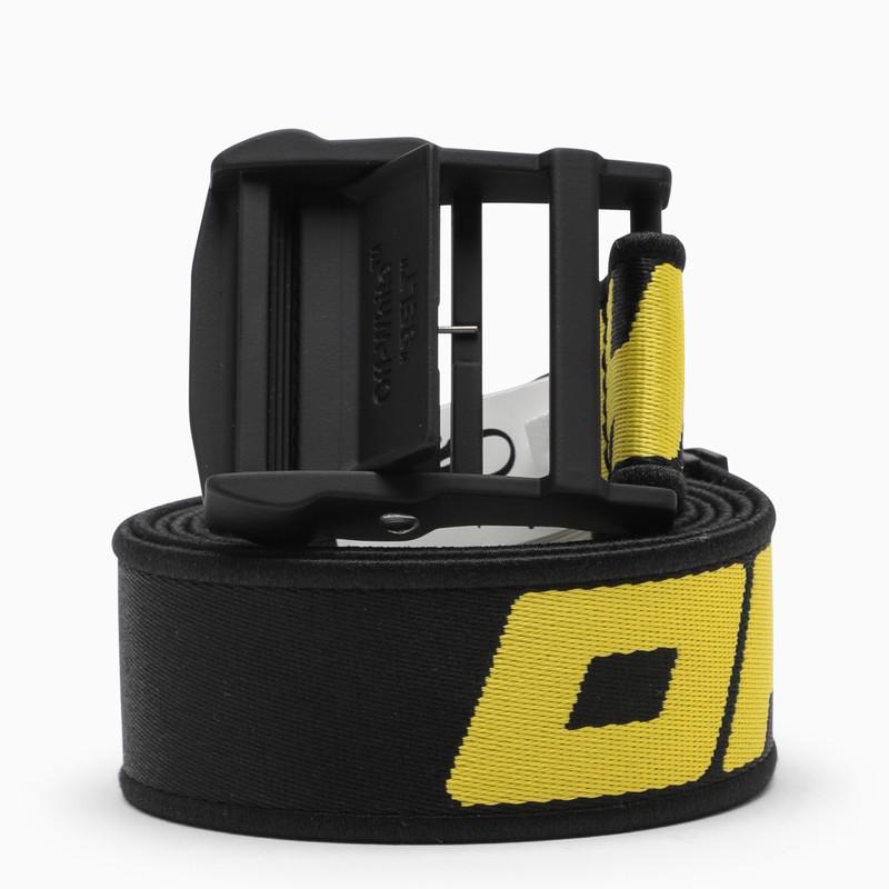 Black and yellow webbing belt with logo商品第1张图片规格展示