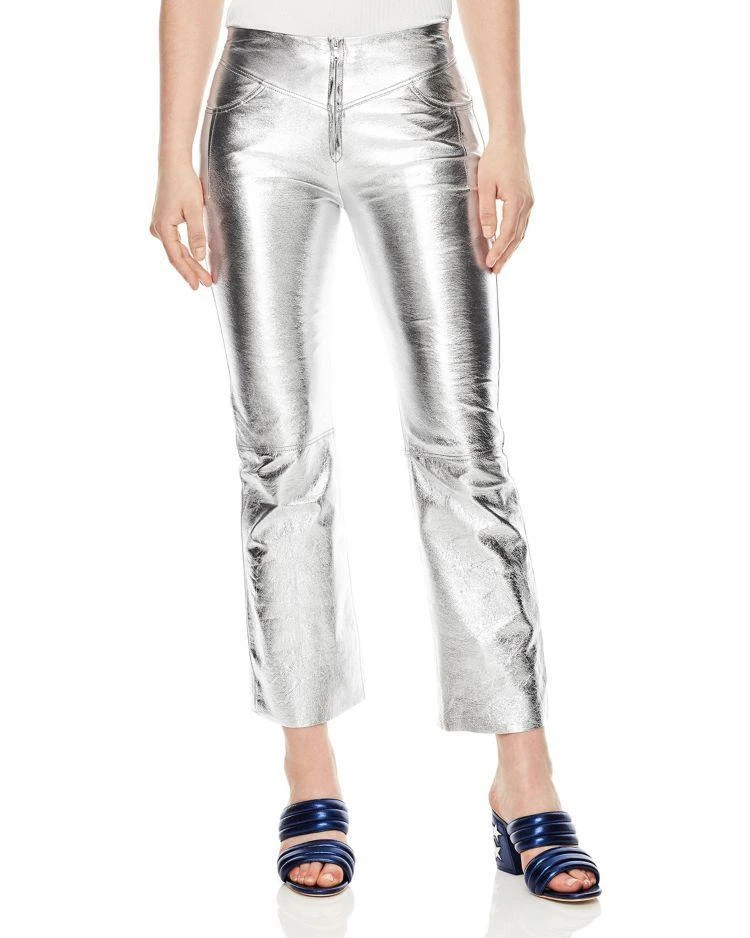 商品Sandro|Iggy Metallic Leather Cropped Pants,价格¥3127,第1张图片