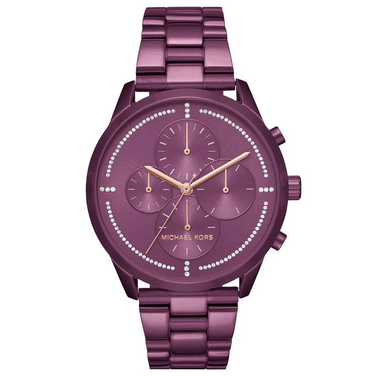 商品Michael Kors|Women's Chronograph Slater Plum Stainless Steel Bracelet Watch 40mm,价格¥1542,第1张图片