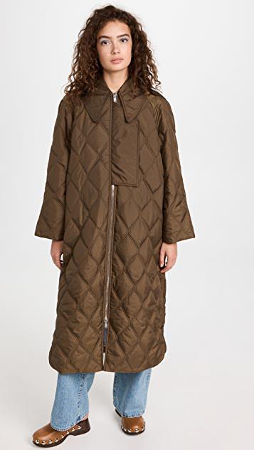 厚织尼龙布料绗缝大衣商品第6张图片规格展示