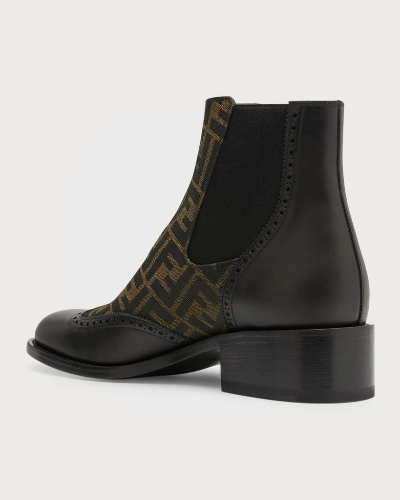 商品Fendi|Men's Stivaletto Leather & Textile Monogram Chelsea Boots,价格¥9189,第3张图片详细描述