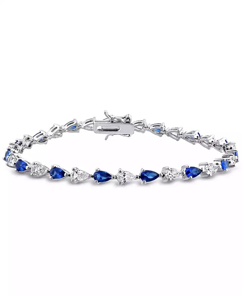 商品Macy's|Lab-Grown Blue Sapphire (5-1/4 ct. t.w.) & Lab-Grown White Sapphire (5-1/4 ct. t.w.) Link Bracelet in Sterling Silver,价格¥650,第1张图片