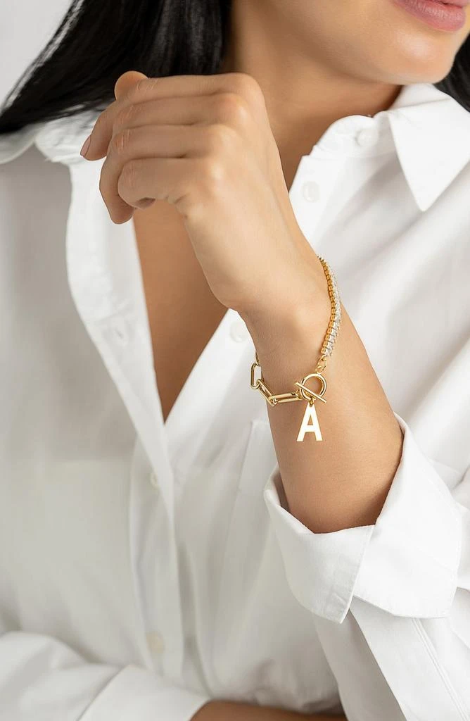 商品ADORNIA|Crystal & Paper Clip Chain Initial Bracelet,价格¥146,第2张图片详细描述