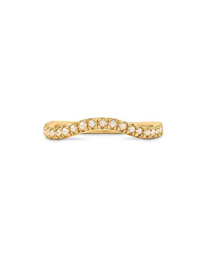 商品Sandy Leong|18K Yellow Gold Birthstone Cultured Freshwater Pearl Wave Stack Ring,价格¥17192,第2张图片详细描述