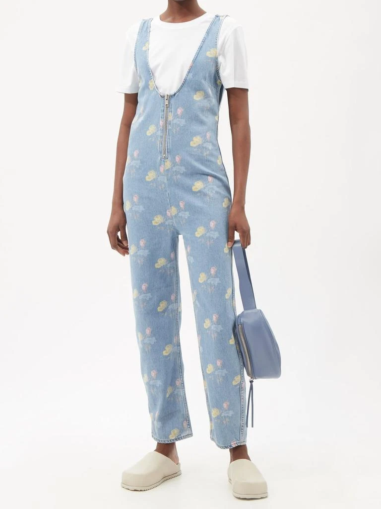 商品Ganni|Floral-print organic-cotton denim jumpsuit,价格¥1049,第2张图片详细描述