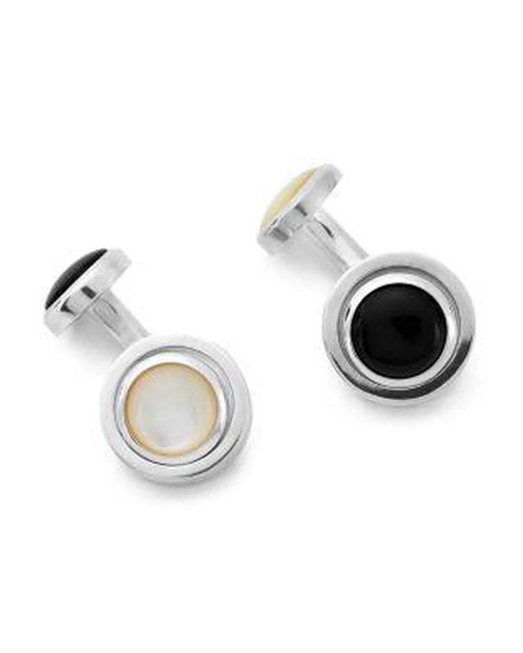 商品Turnbull & Asser|Reversible Cufflinks with Onyx and Mother of Pearl,价格¥1824,第1张图片