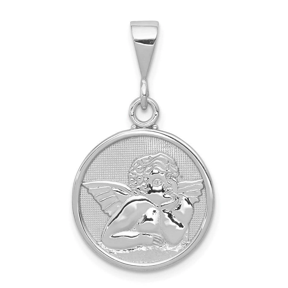 商品Diamond2Deal|14K White Gold Polished and Satin Angel Pendant,价格¥2666,第1张图片