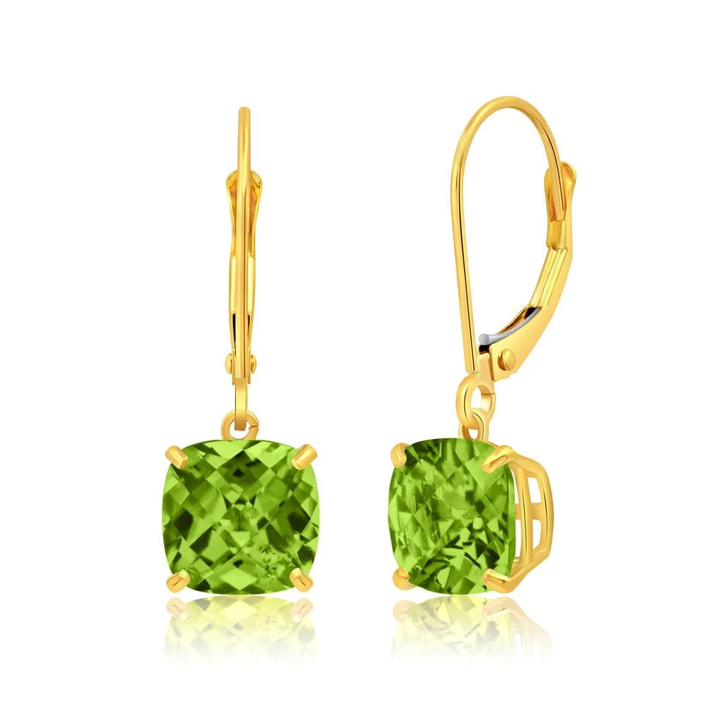 14k Solid Yellow Gold Gemstone Dangle Leverback Earrings (8mm) 商品
