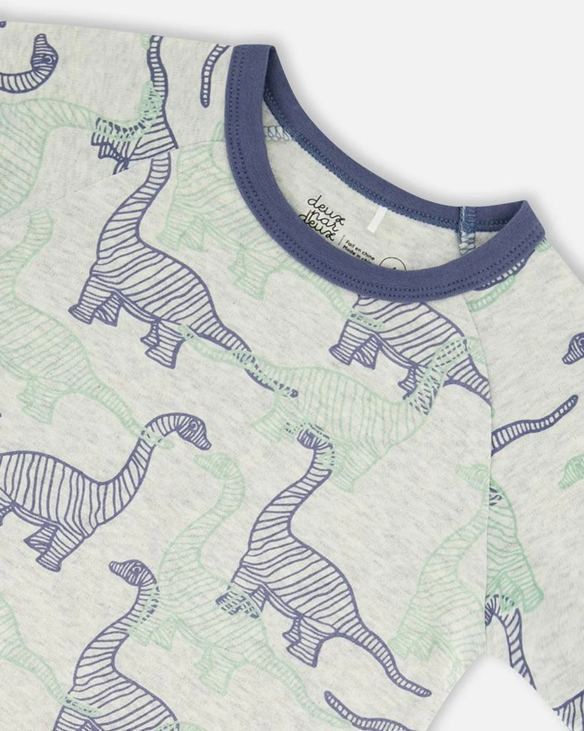 商品Deux par Deux|Organic Cotton Two Piece Short Pajama Set Heather Beige Printed Dinosaurs,价格¥350,第3张图片详细描述