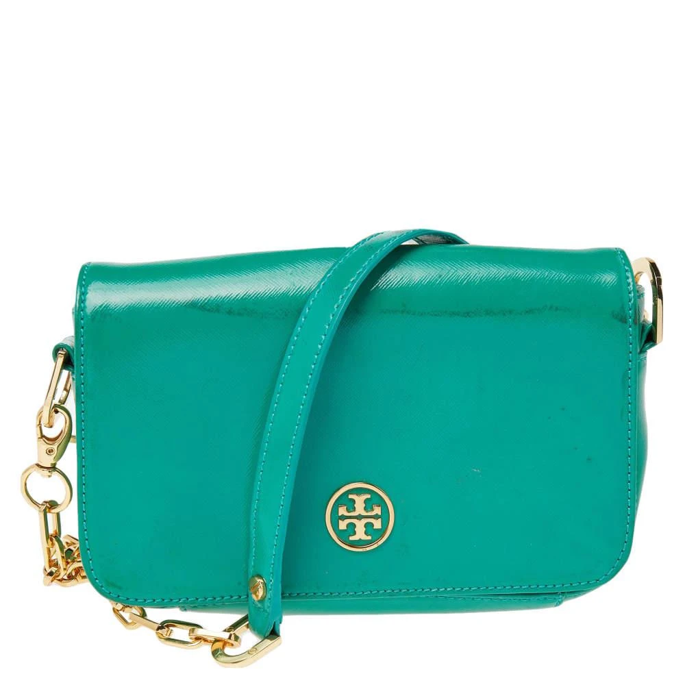 商品[二手商品] Tory Burch|Tory Burch Green Patent Leather Robinson Chain Crossbody Bag,价格¥813,第1张图片