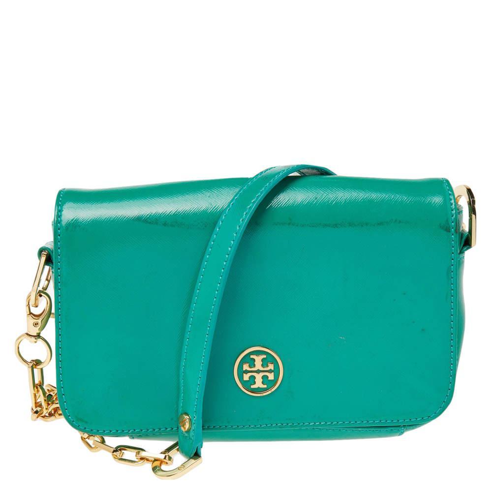 商品[二手商品] Tory Burch|Tory Burch Green Patent Leather Robinson Chain Crossbody Bag,价格¥735,第1张图片