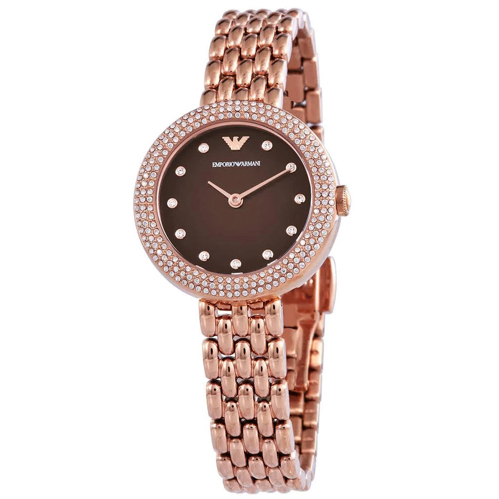 商品Emporio Armani|Rosa Quartz Crystal Brown Dial Ladies Watch AR11418,价格¥1192,第1张图片