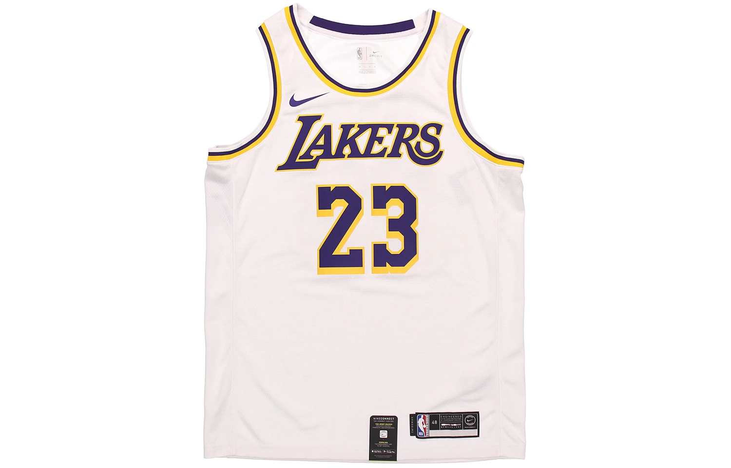 商品[国内直发] NIKE|NBA 洛杉矶湖人队詹姆斯23号球衣 男款 白色,价格¥864,第1张图片