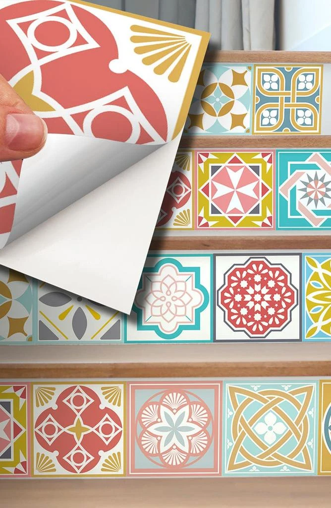 商品WALPLUS|Malia Colorful Tile Mix Wall Sticker - Pack of 4,价格¥264,第2张图片详细描述