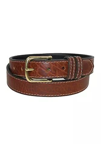 商品Boston Leather|Leather Mens Big Tall Bison Leather Belt With Contrast Stitch,价格¥311,第1张图片