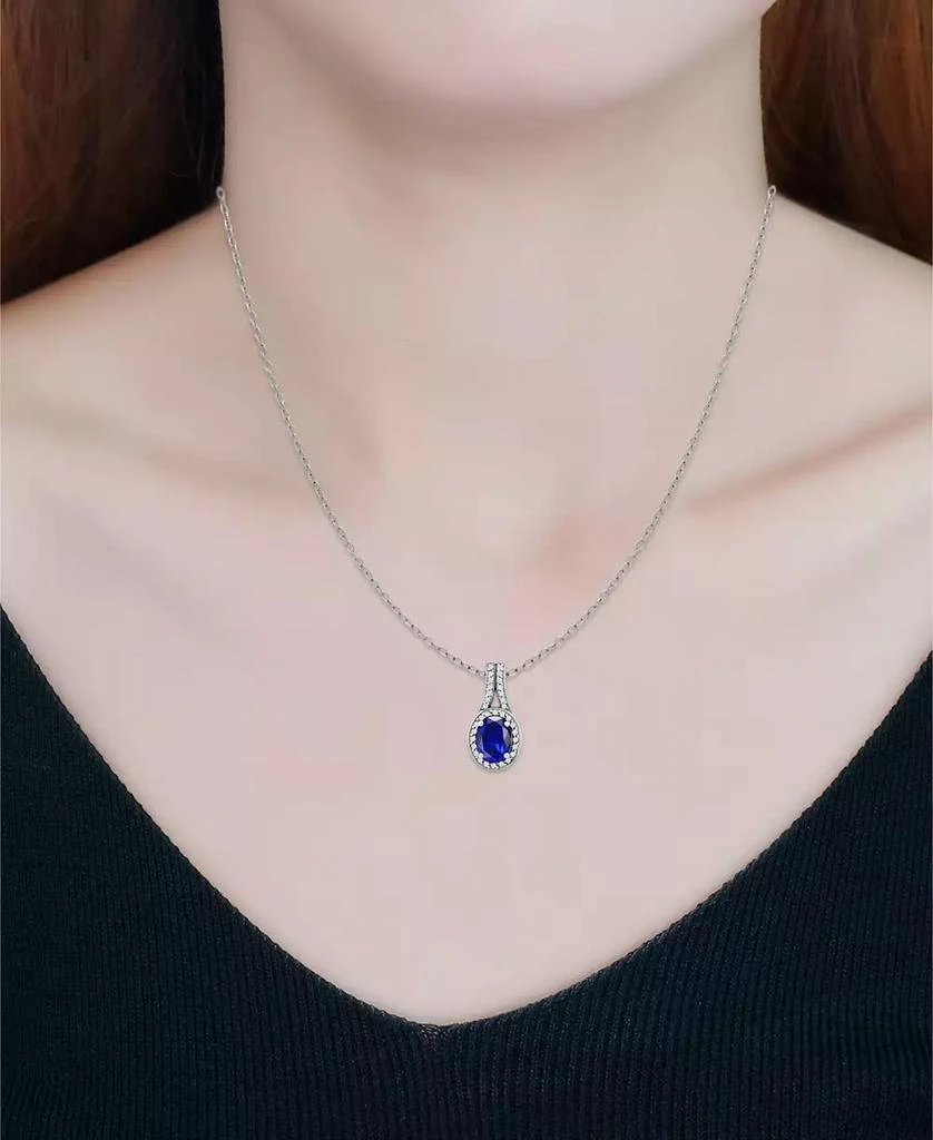 商品Giani Bernini|Simulated Blue Sapphire and Cubic Zirconia Halo Pendant,价格¥131,第4张图片详细描述