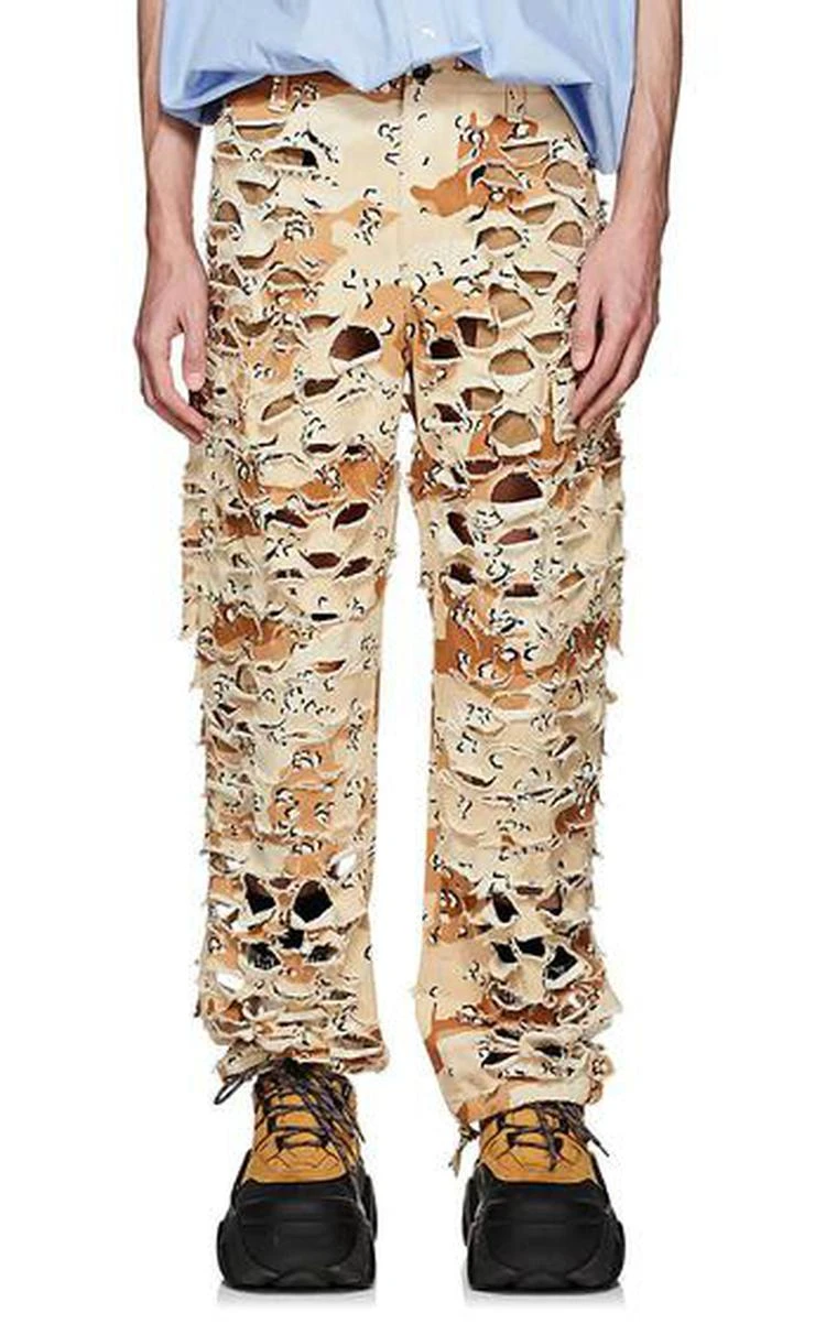商品Vetements|Camouflage Shredded Cotton Cargo Pants,价格¥8518,第1张图片