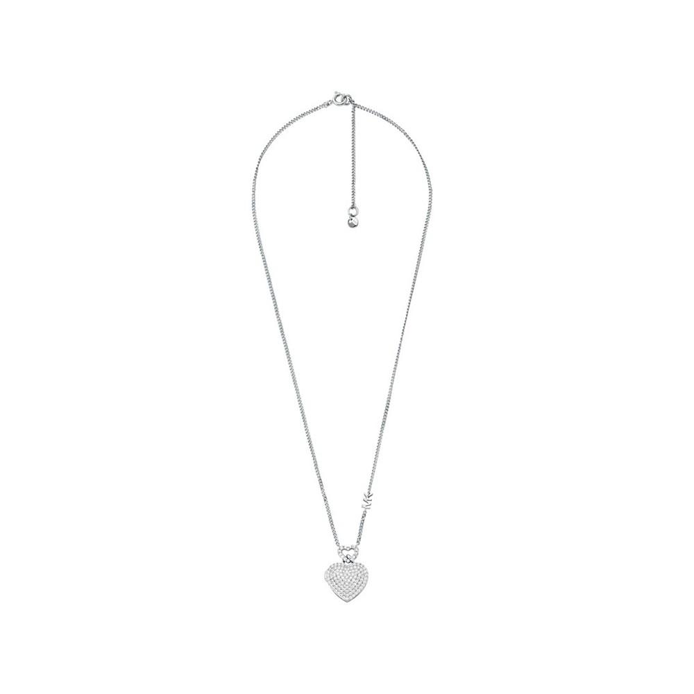Sterling Silver Pave Heart Locket Necklace商品第3张图片规格展示