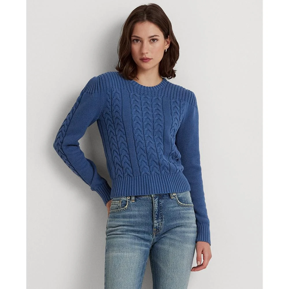 商品Ralph Lauren|Women's Cable-Knit Puff-Sleeve Sweater,价格¥656,第1张图片