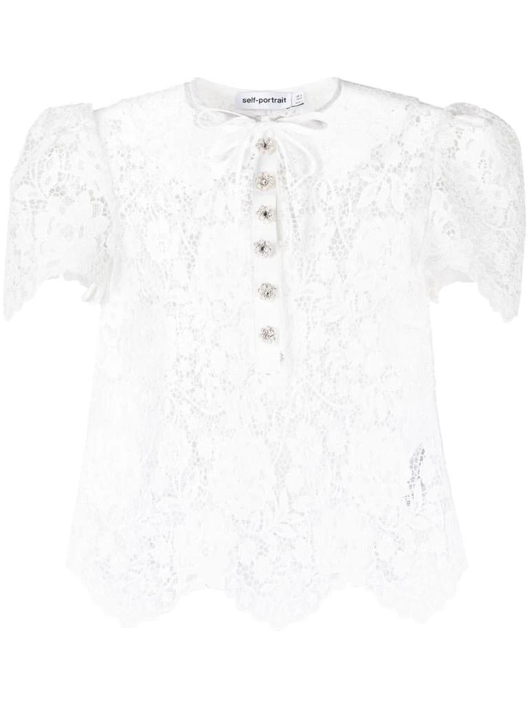 商品Self Portrait|SELF-PORTRAIT Floral-lace top,价格¥1643,第1张图片