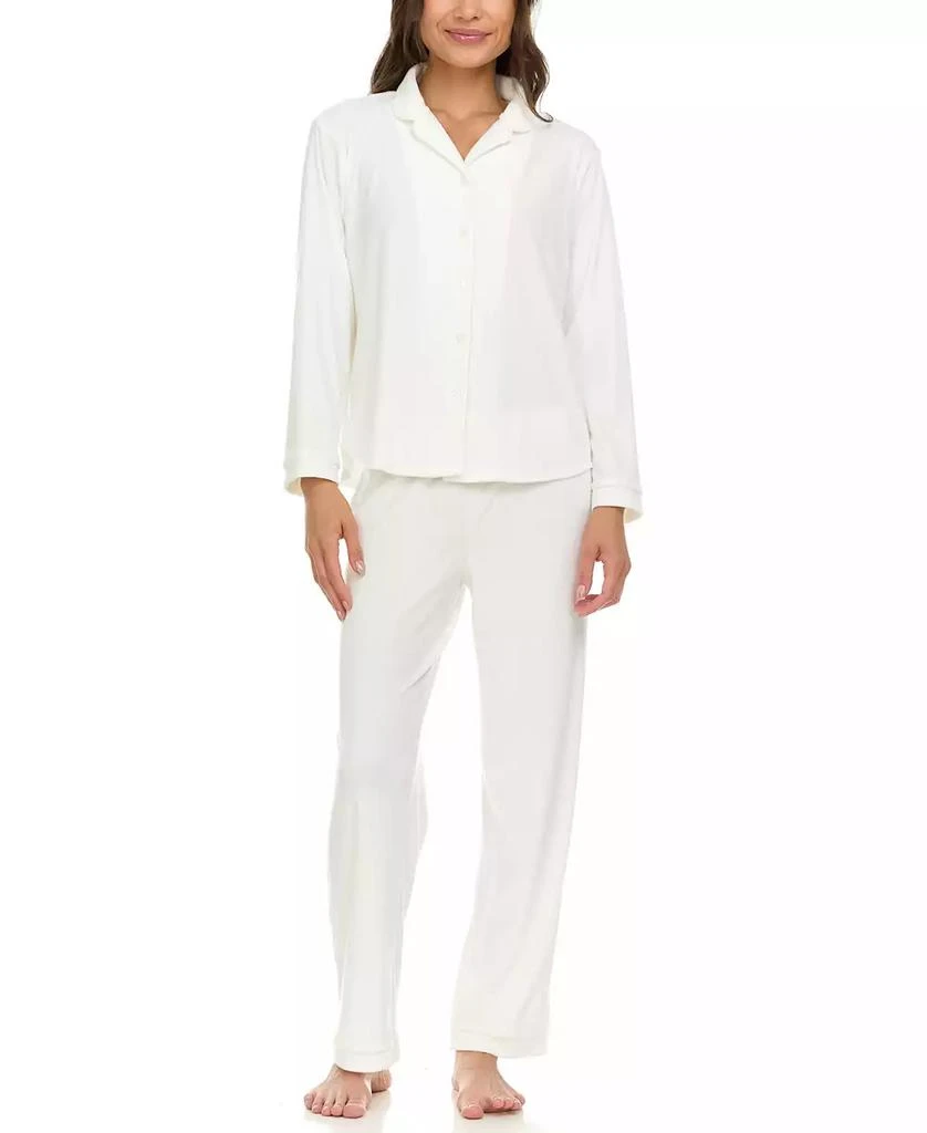 商品Flora Nikrooz|Women's Addie Velour Notch Neck Pajama set,价格¥509,第1张图片